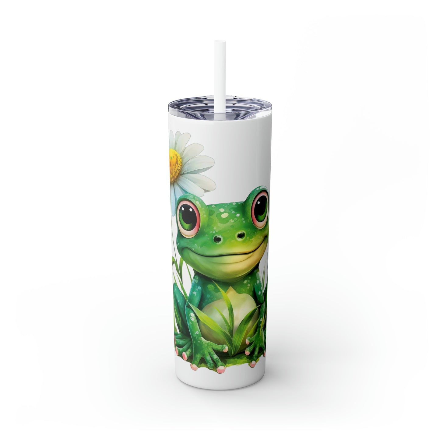 Skinny Tumbler with Straw, 20oz, Frog, awd-539