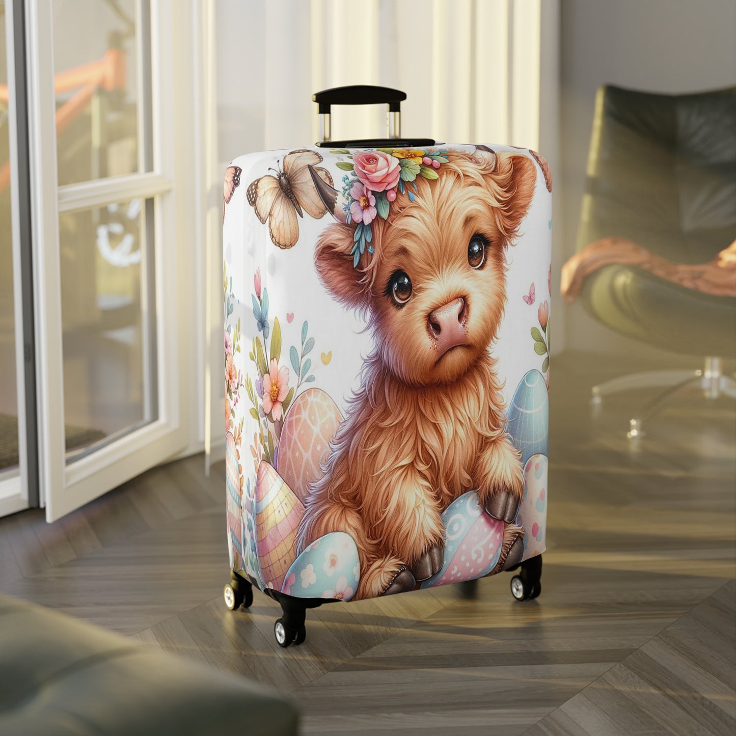 Luggage Cover, Easter, Highland Cow, awd-1061