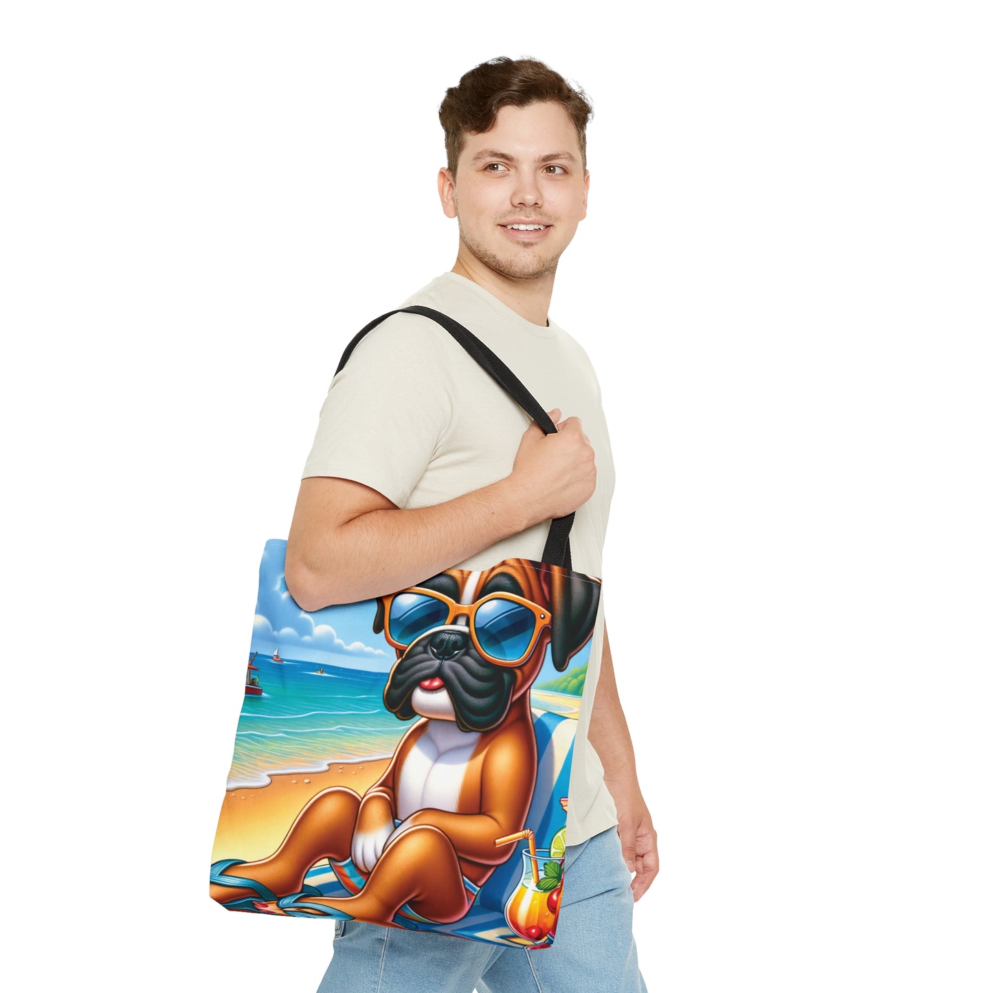 Tote Bag, Dog on Beach, Boxer, Tote bag,  awd-1102