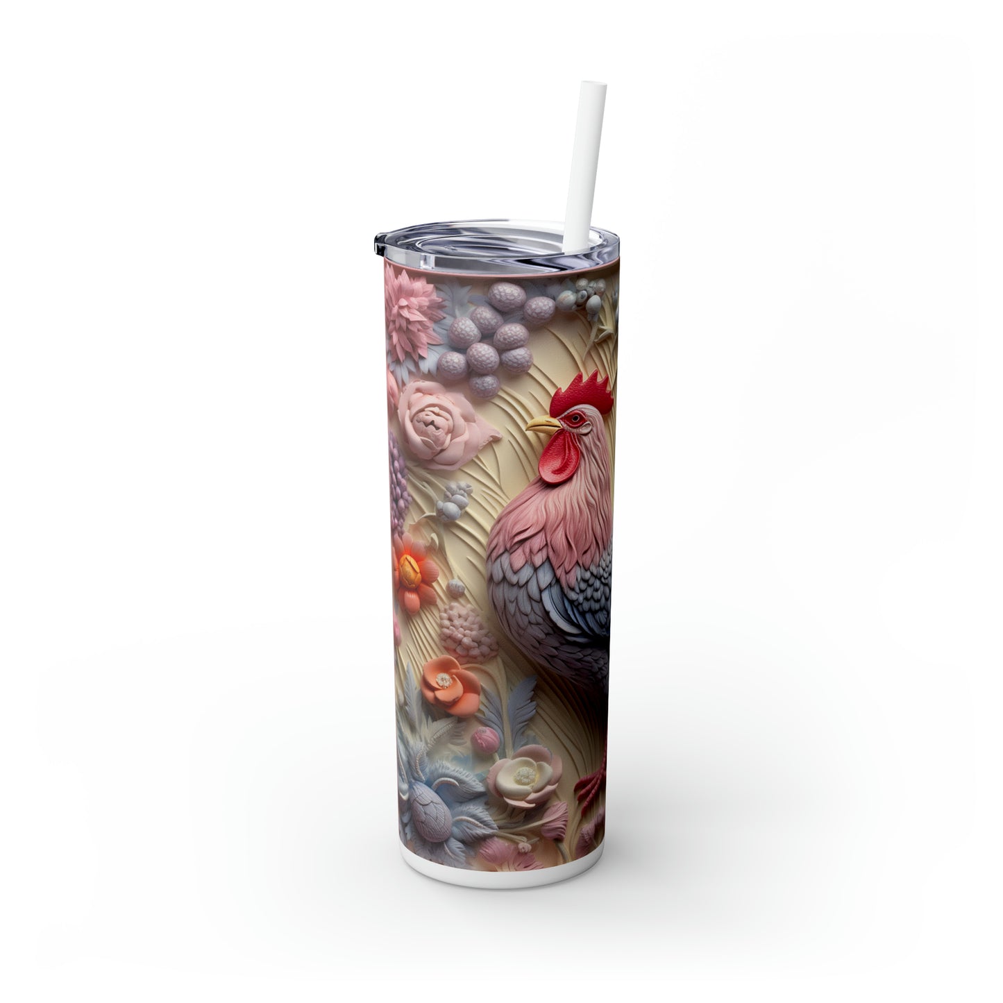 Skinny Tumbler with Straw, 20oz, Rooster