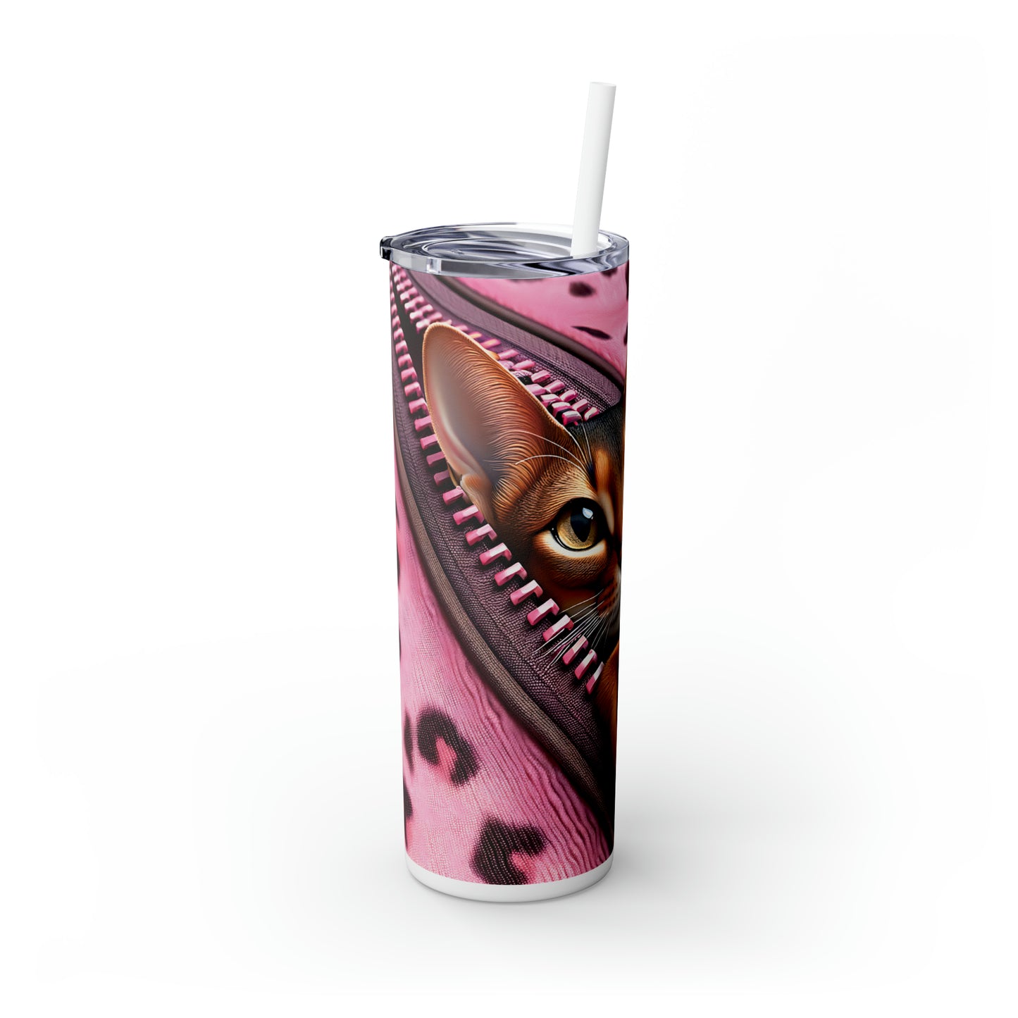 Skinny Tumbler with Straw, 20oz, Cat, Valentines Day, awd-741