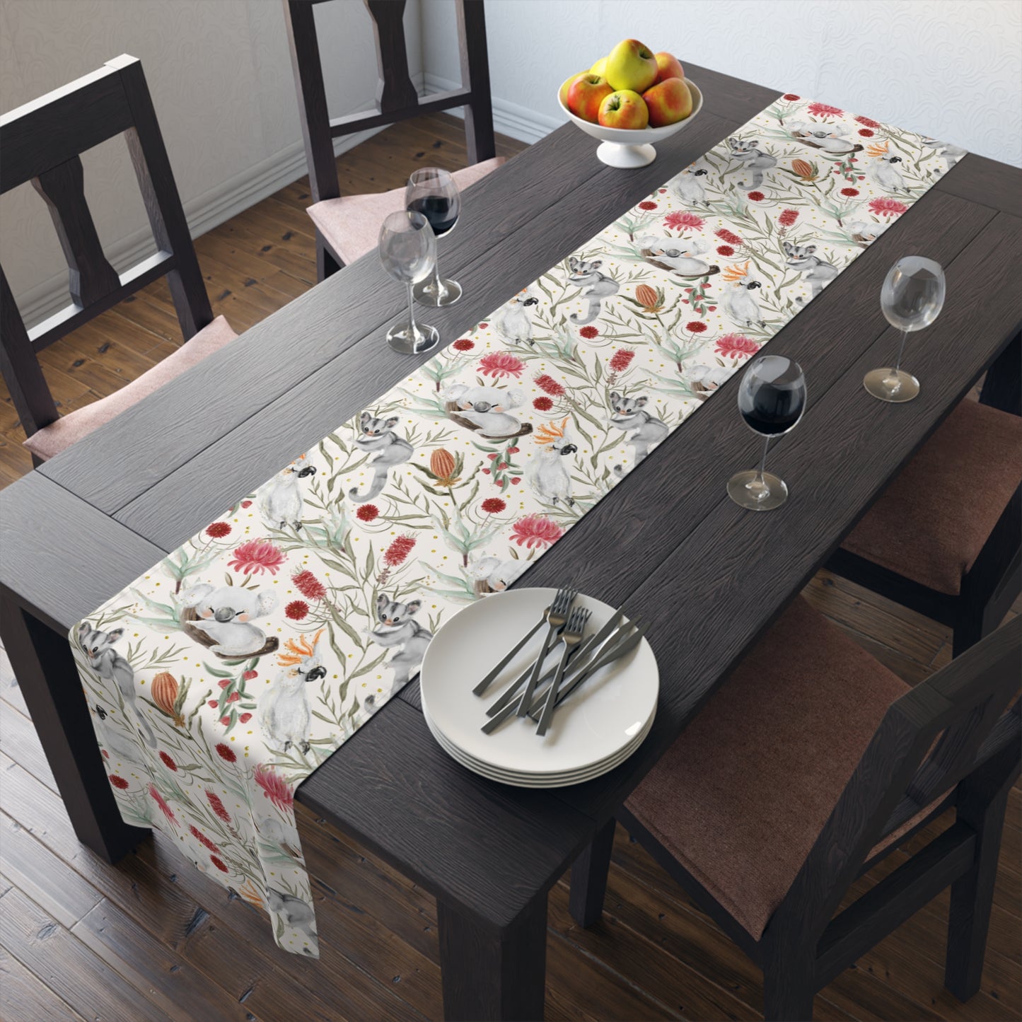 Australian Animals and Australian Floral Table Runner, Cotton Twill and Poly Available