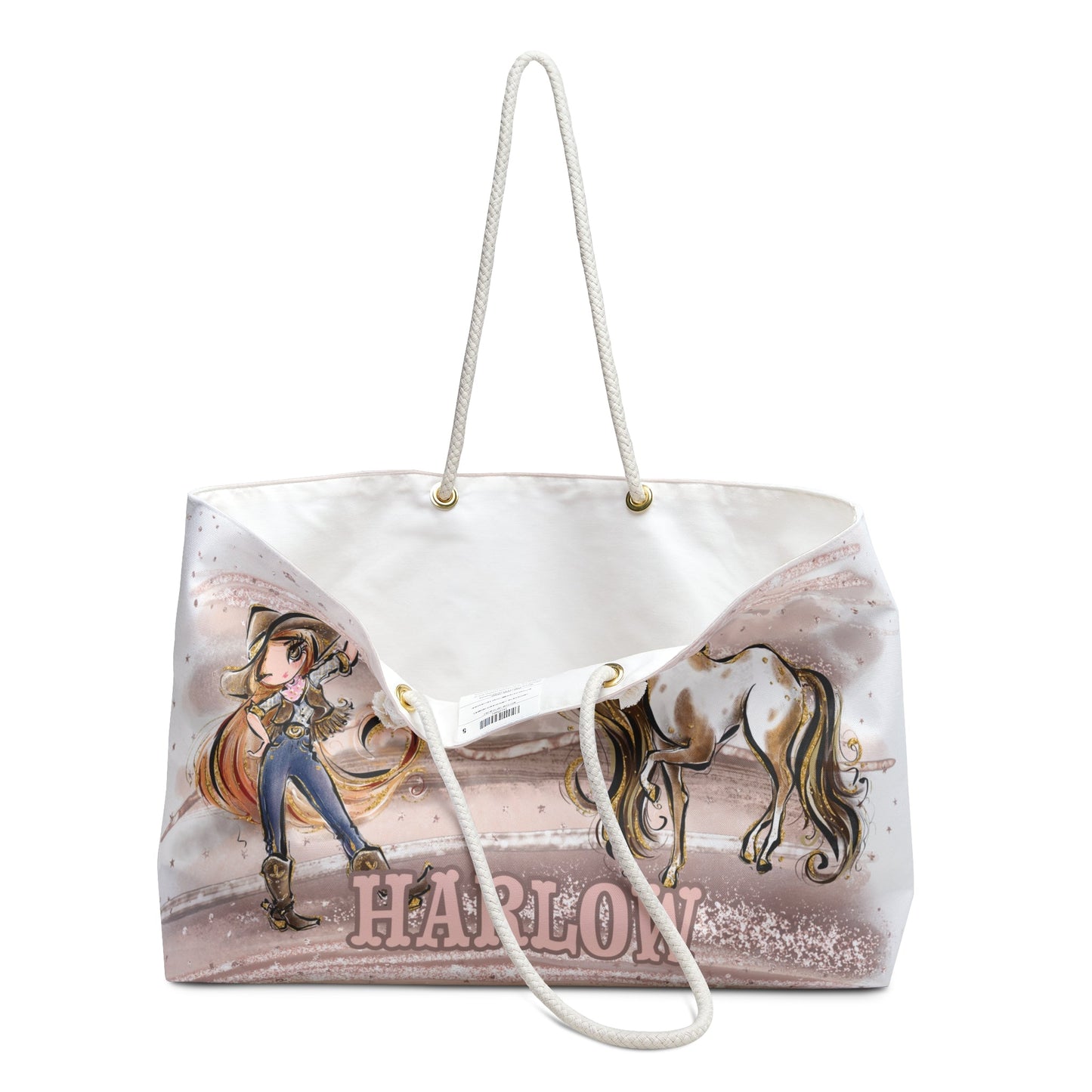 Personalised Weekender Bag, Cowgirl and Horse, Large Weekender Bag, Beach Bag, Book Bag