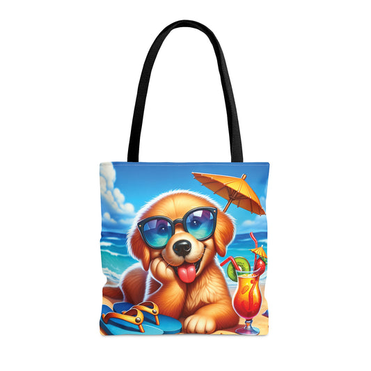 Tote Bag, Dog on Beach, Golden Retriever, Tote bag, awd-1213