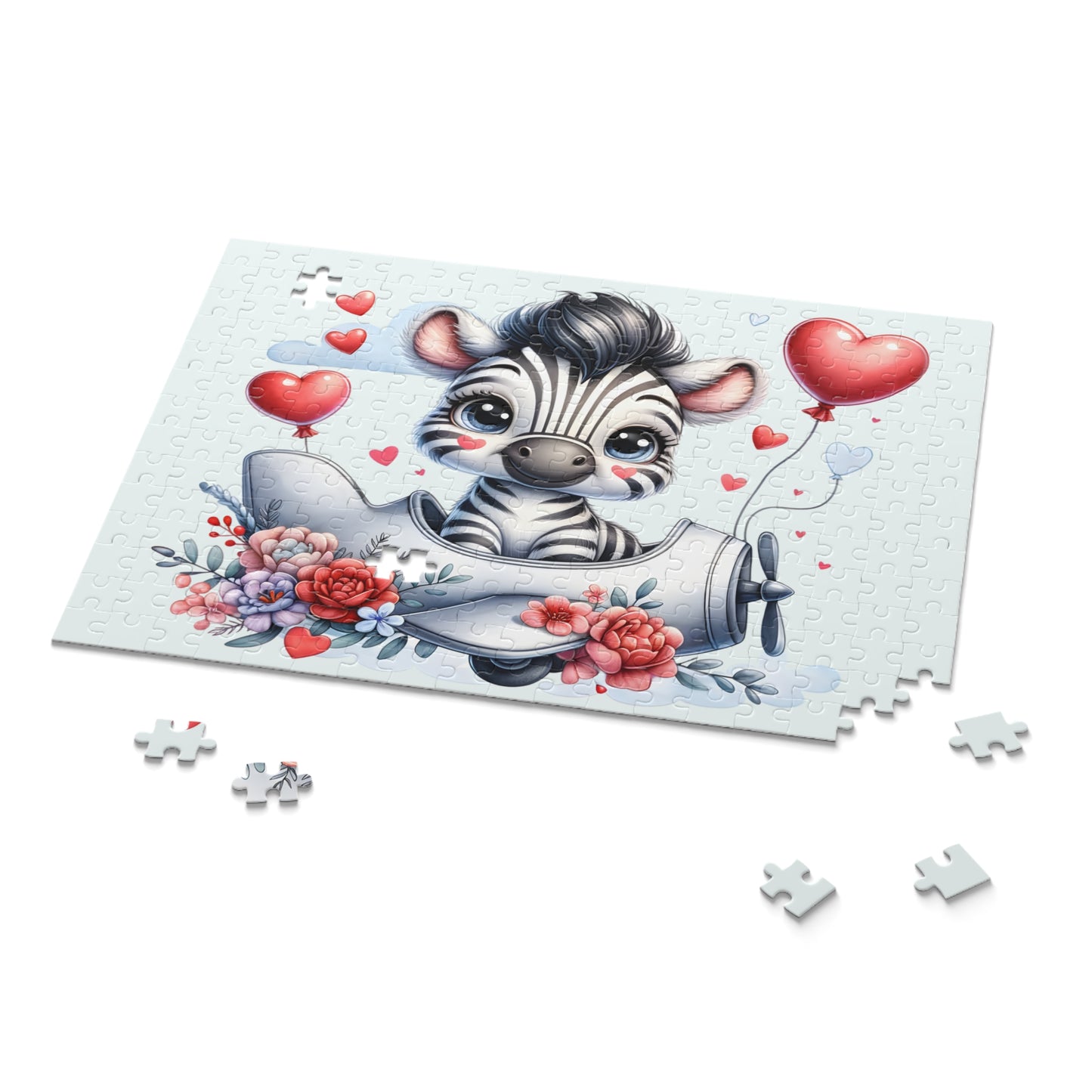 Personalised/Non-Personalised Puzzle, Zebra in Plane (120, 252, 500-Piece)