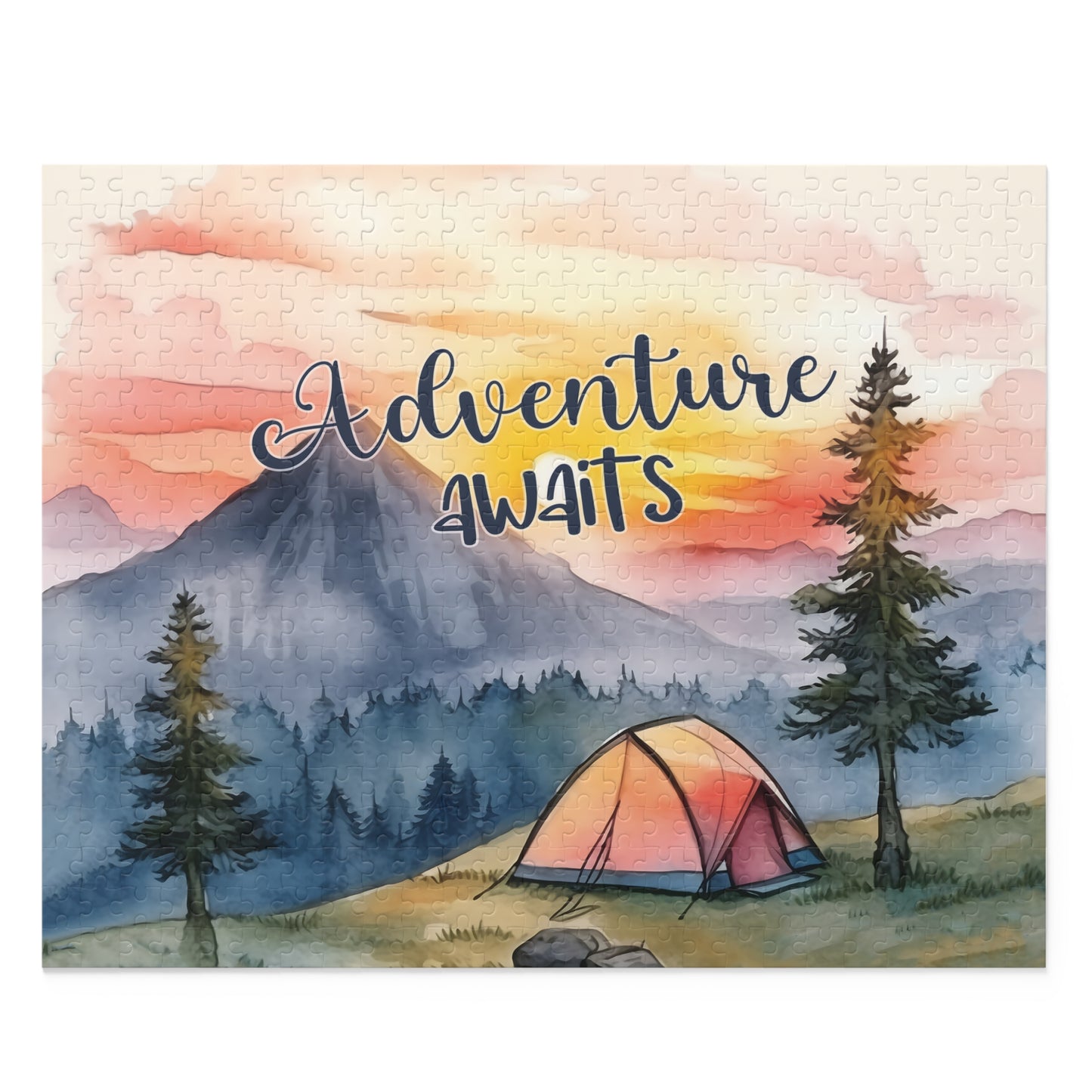 Personalised/Non-Personalised Puzzle, Camping, Adventure Awaits (120, 252, 500-Piece)