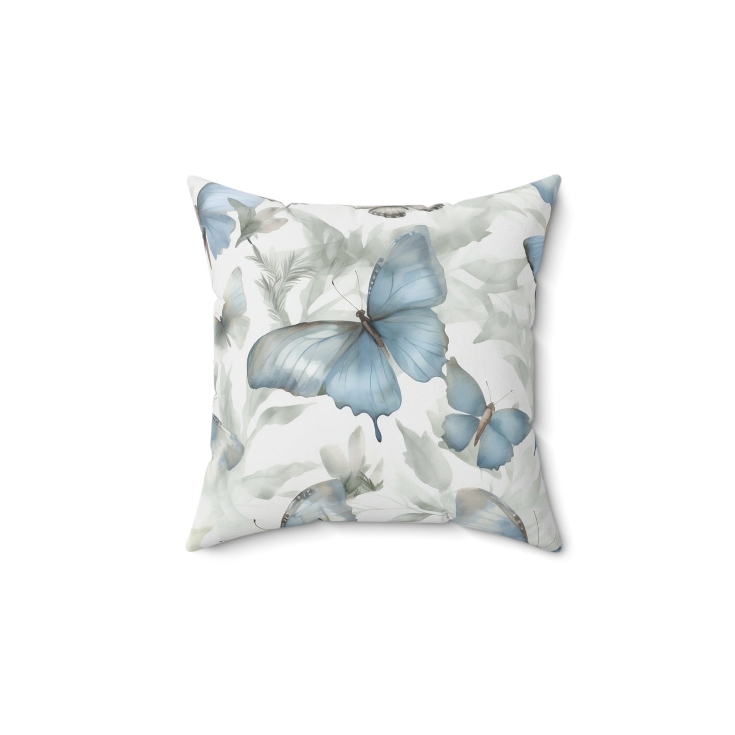 Spun Polyester Square Pillow, Butterfly Floral Cushion