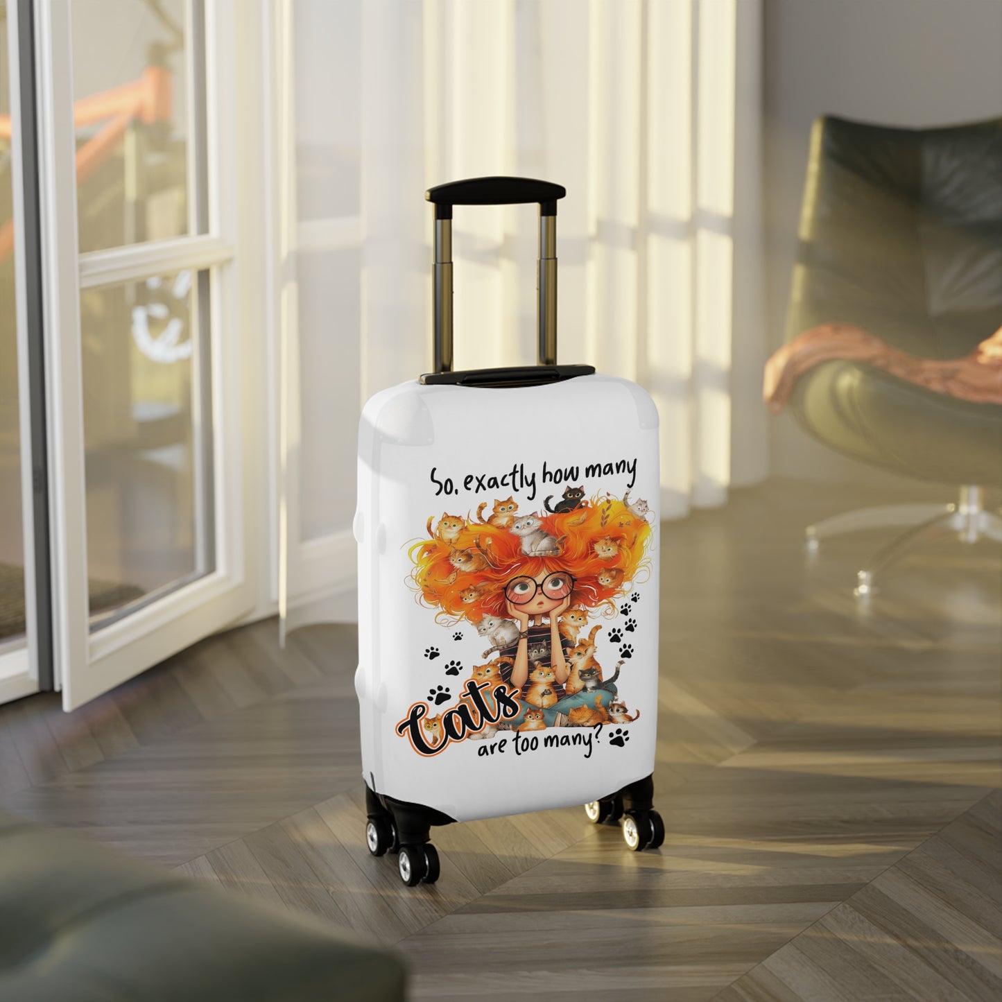 Luggage Cover, Cat, Funny Quote, So how many cats are too many, awd-4016