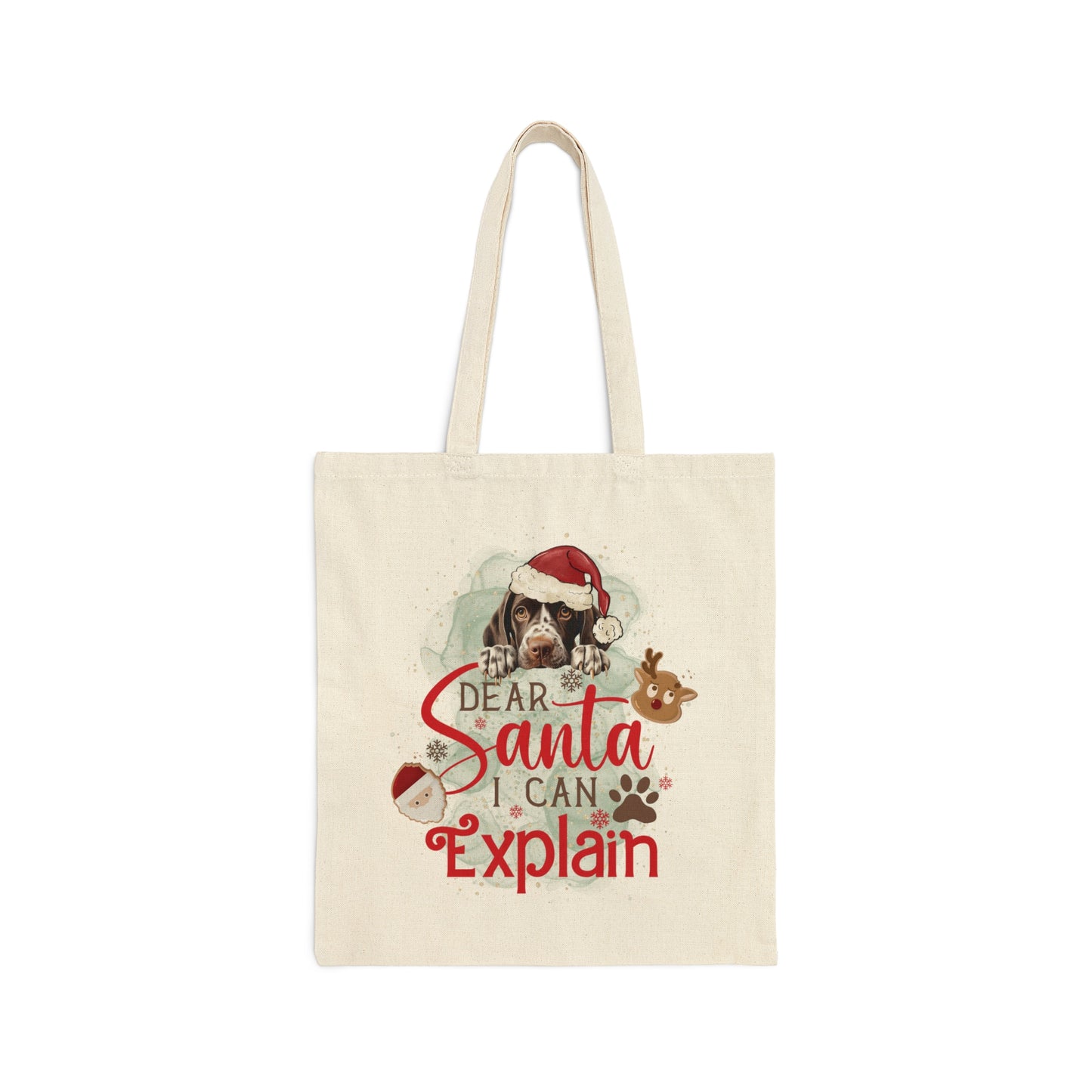 Cotton Canvas Tote Bag, Dog Paws Bag, Dear Santa Bag, Dear Santa Tote, Christmas Bag, Dog Christmas Tote Bag