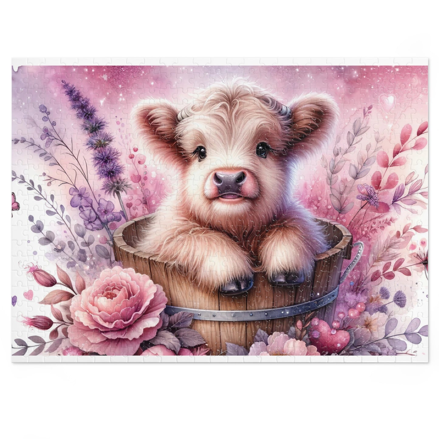 Jigsaw Puzzle, Highland Cow, Personalised/Non-Personalised (30, 110, 252, 500,1000-Piece)