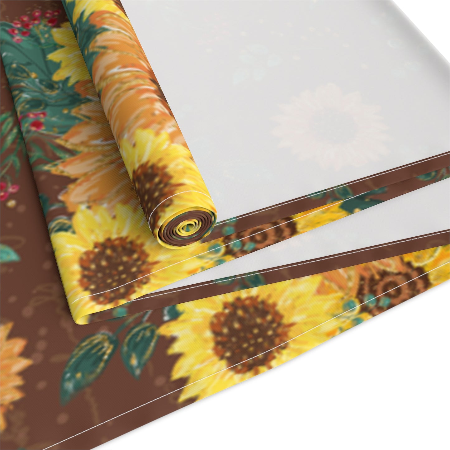 Sunflower Floral Table Runner, Cotton Twill and Poly Available, 2 sizes Available