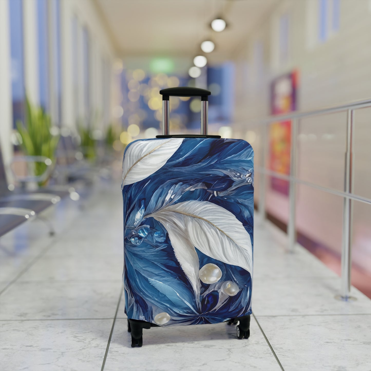 Luggage Cover, Blue Floral-2