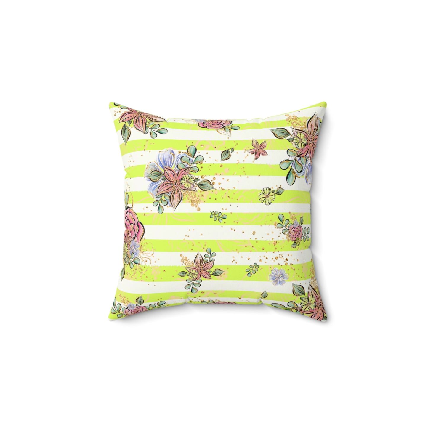 Spun Polyester Square Pillow, Floral Cushion