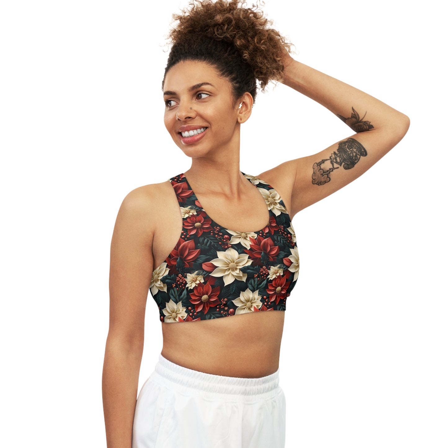 Seamless Sports Bra, Poinsettia