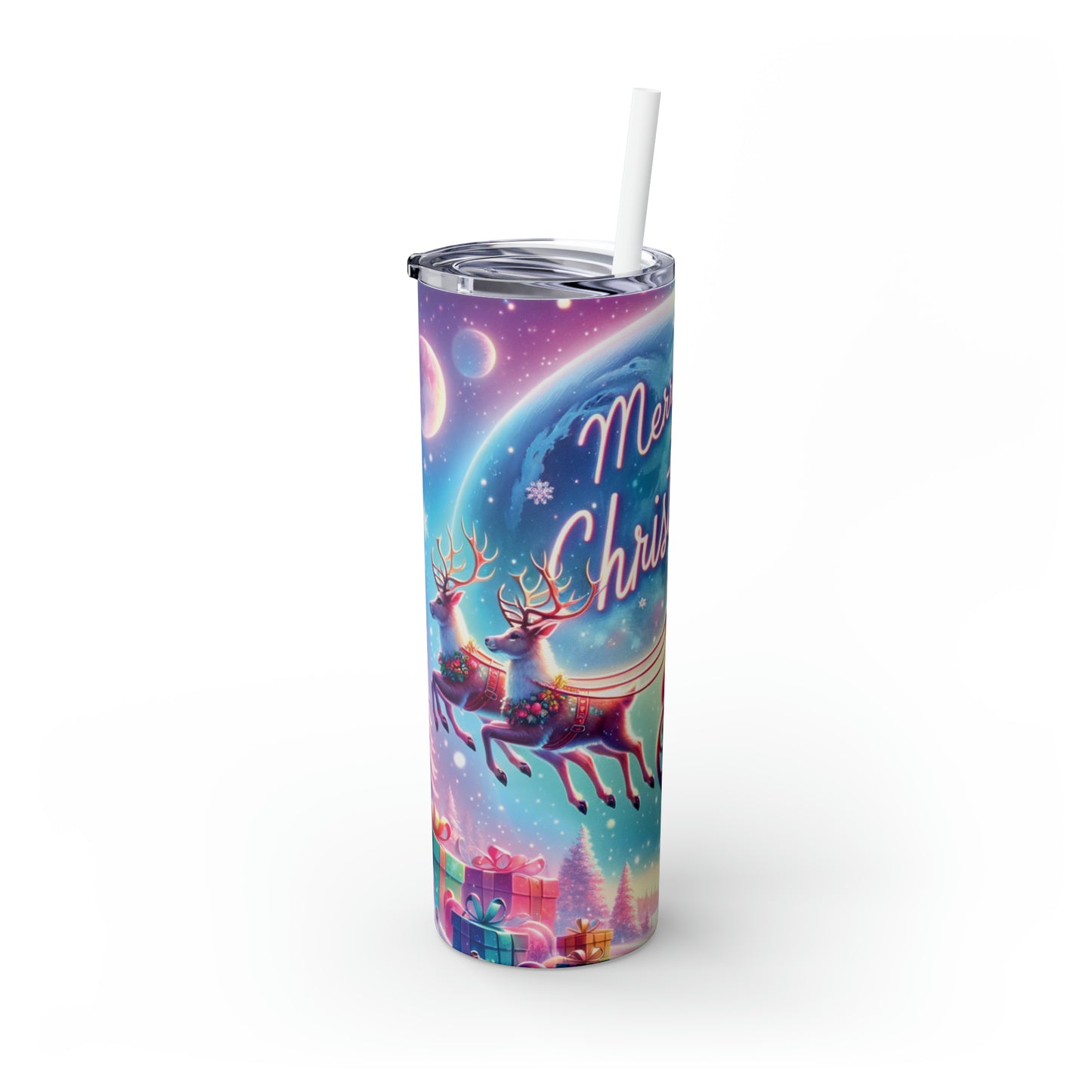 Skinny Tumbler with Straw, 20oz, Christmas, awd-368