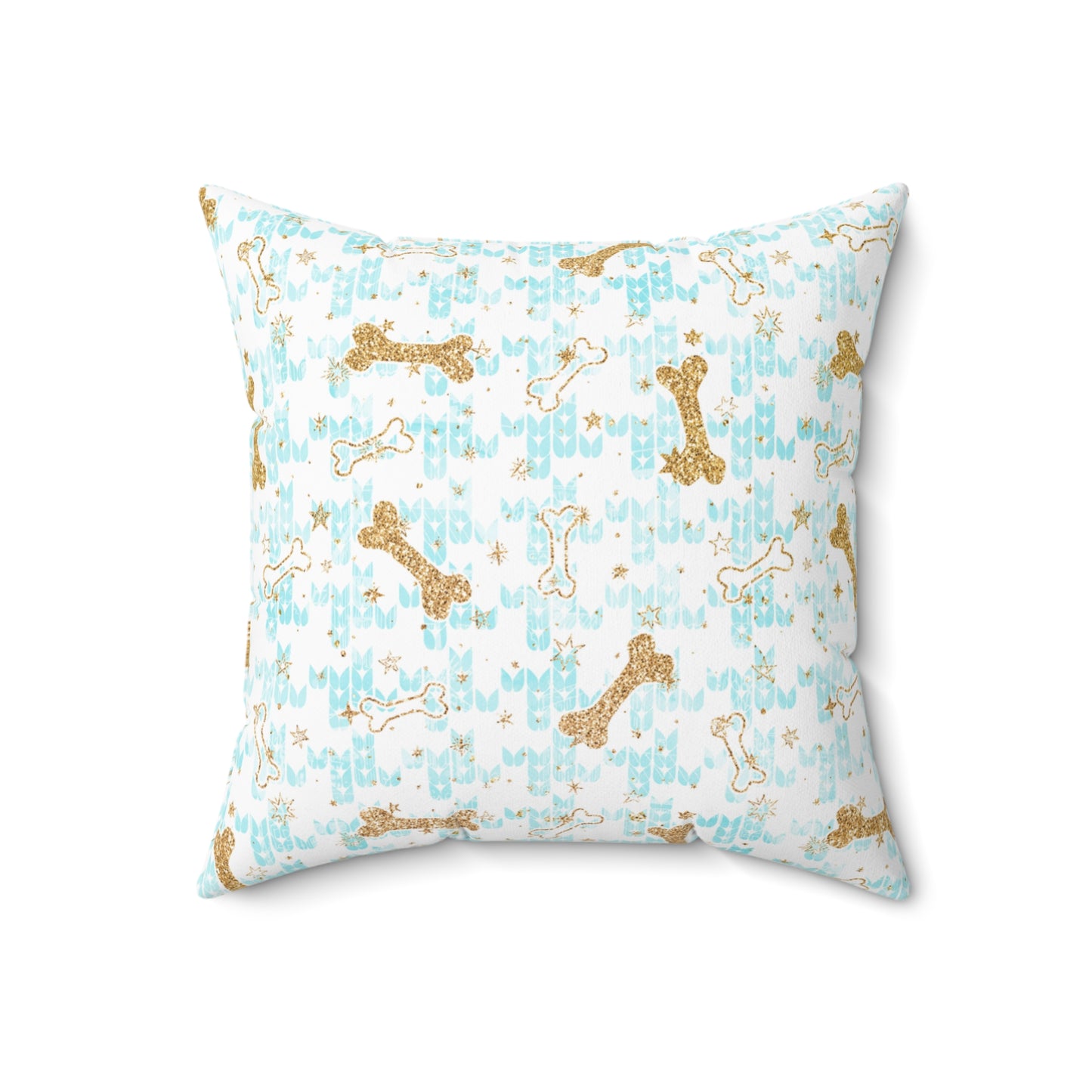 Spun Polyester Square Pillow, Doggie Bones Christmas Cushion