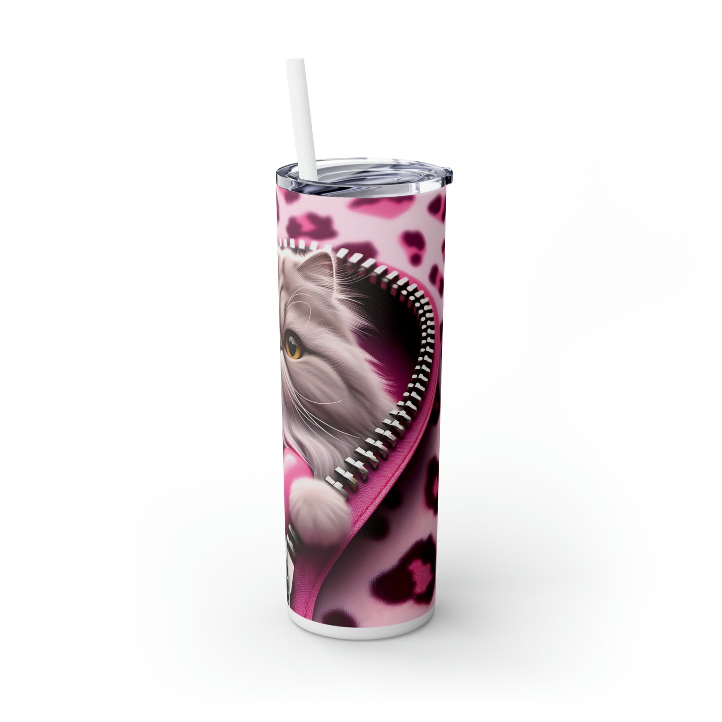 Skinny Tumbler with Straw, 20oz, Cat, Valentines Day, awd-752