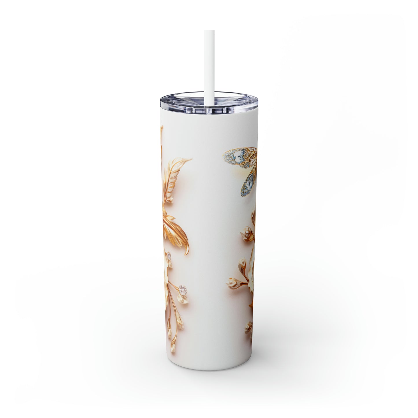 Skinny Tumbler with Straw, 20oz, Floral, awd-420