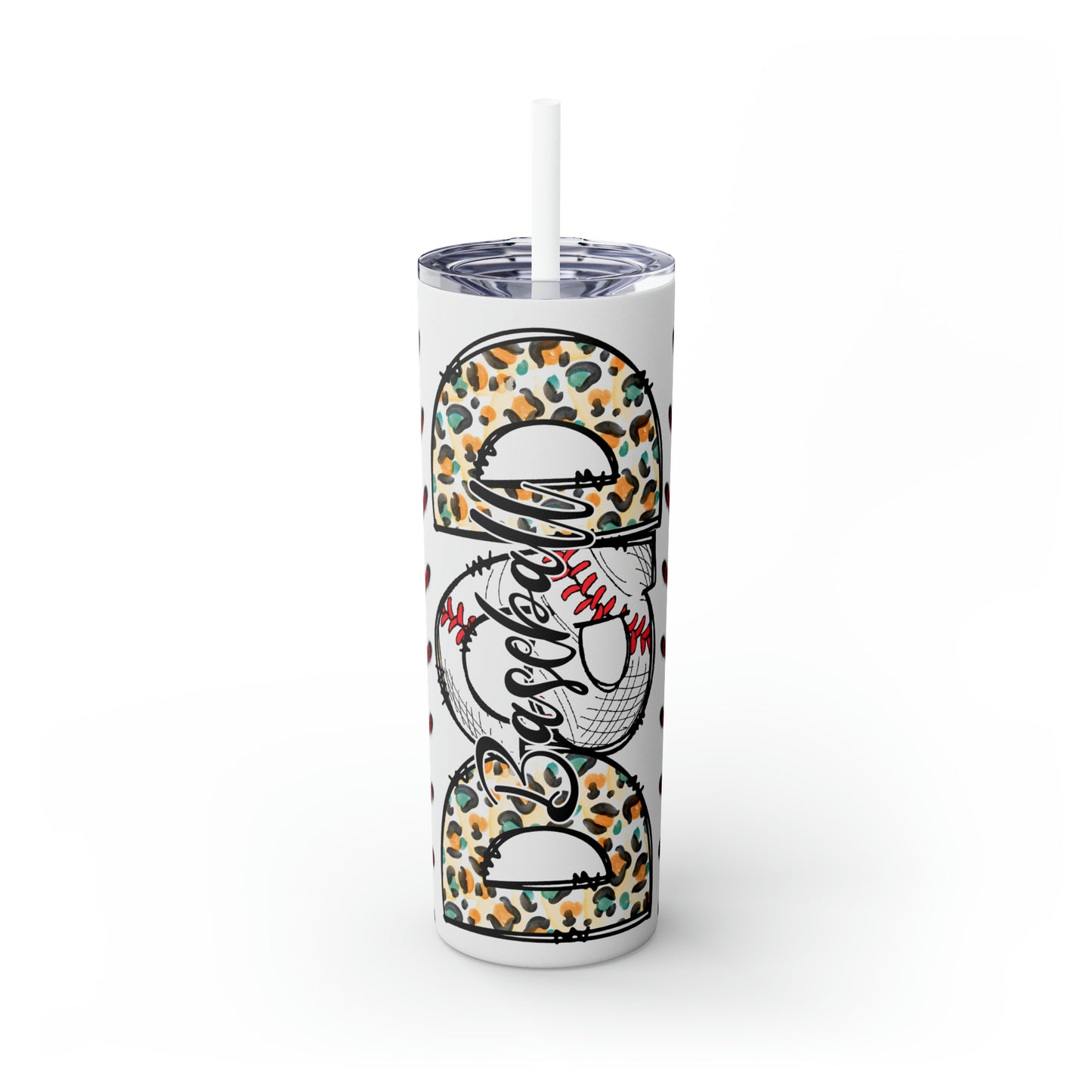 Skinny Tumbler with Straw, 20oz, Baseball Dad