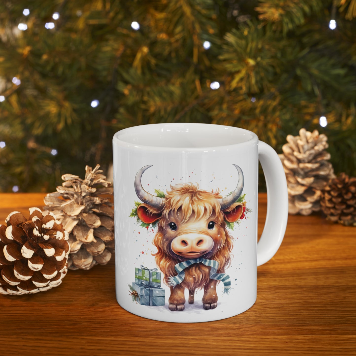 Personalised/Non Personalised Highland Cow, Ceramic Mug 11oz, Highland Cow Mug