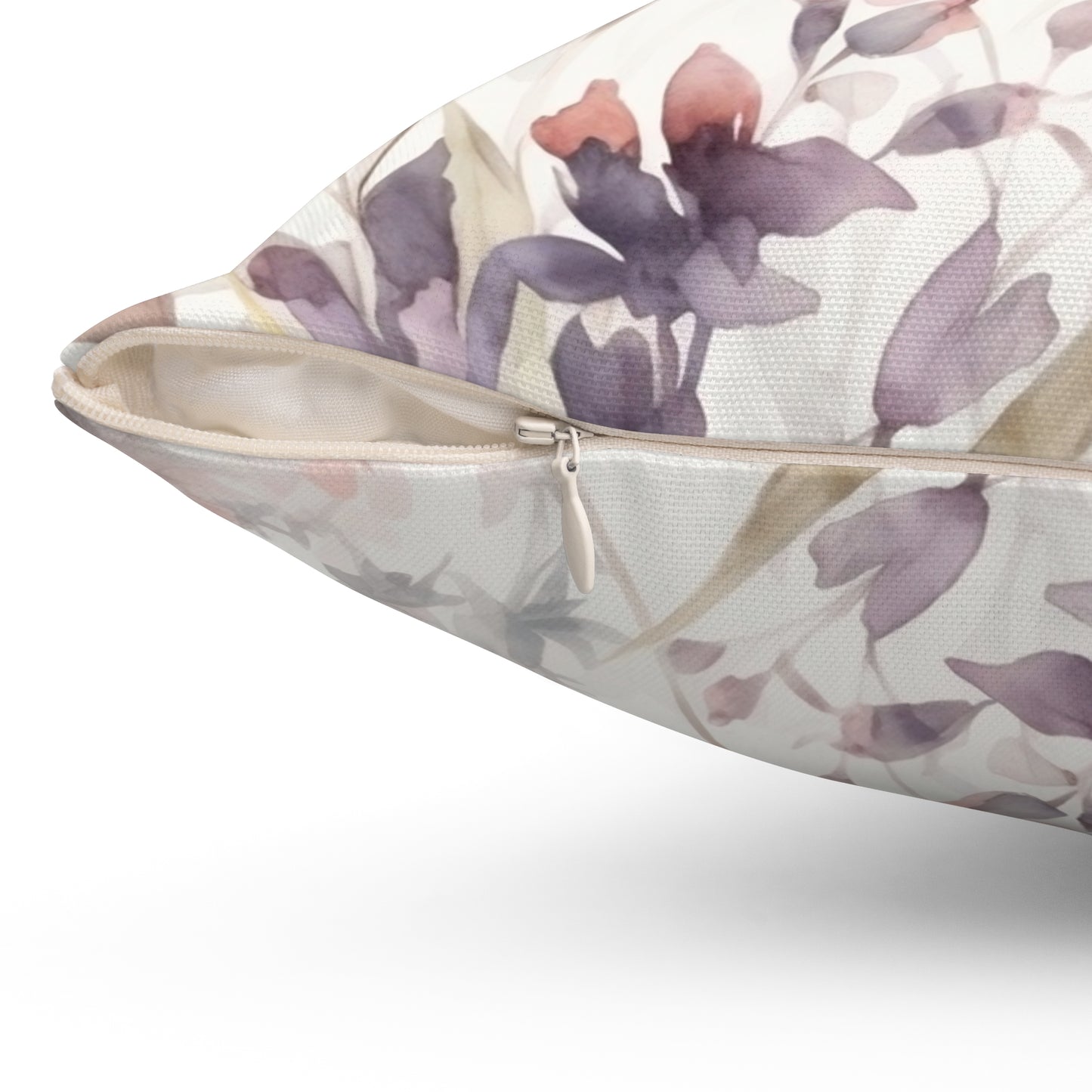 Spun Polyester Square Pillow, Butterfly Floral Cushion