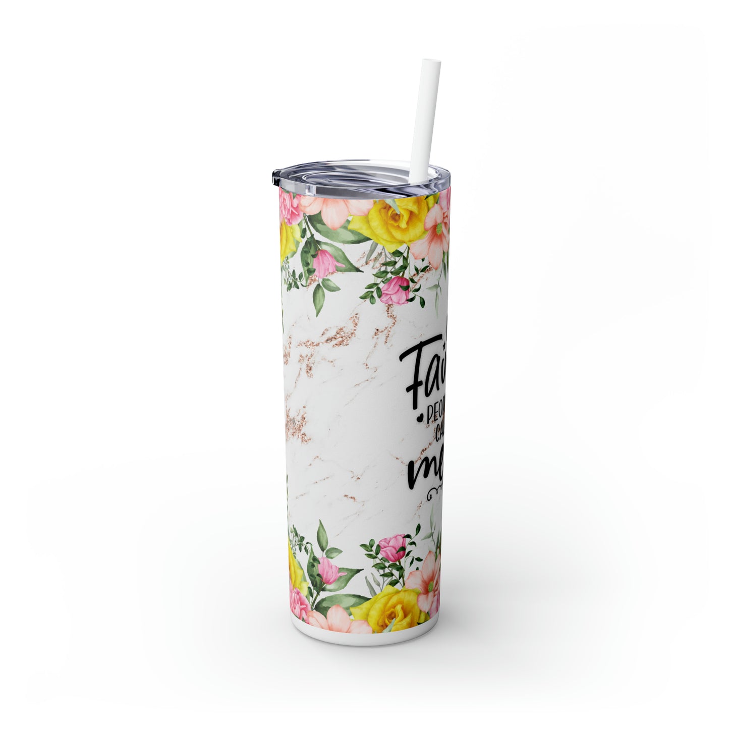 Skinny Tumbler with Straw, 20oz, Floral, Quote, My Favorite People call me MeMe, awd-718