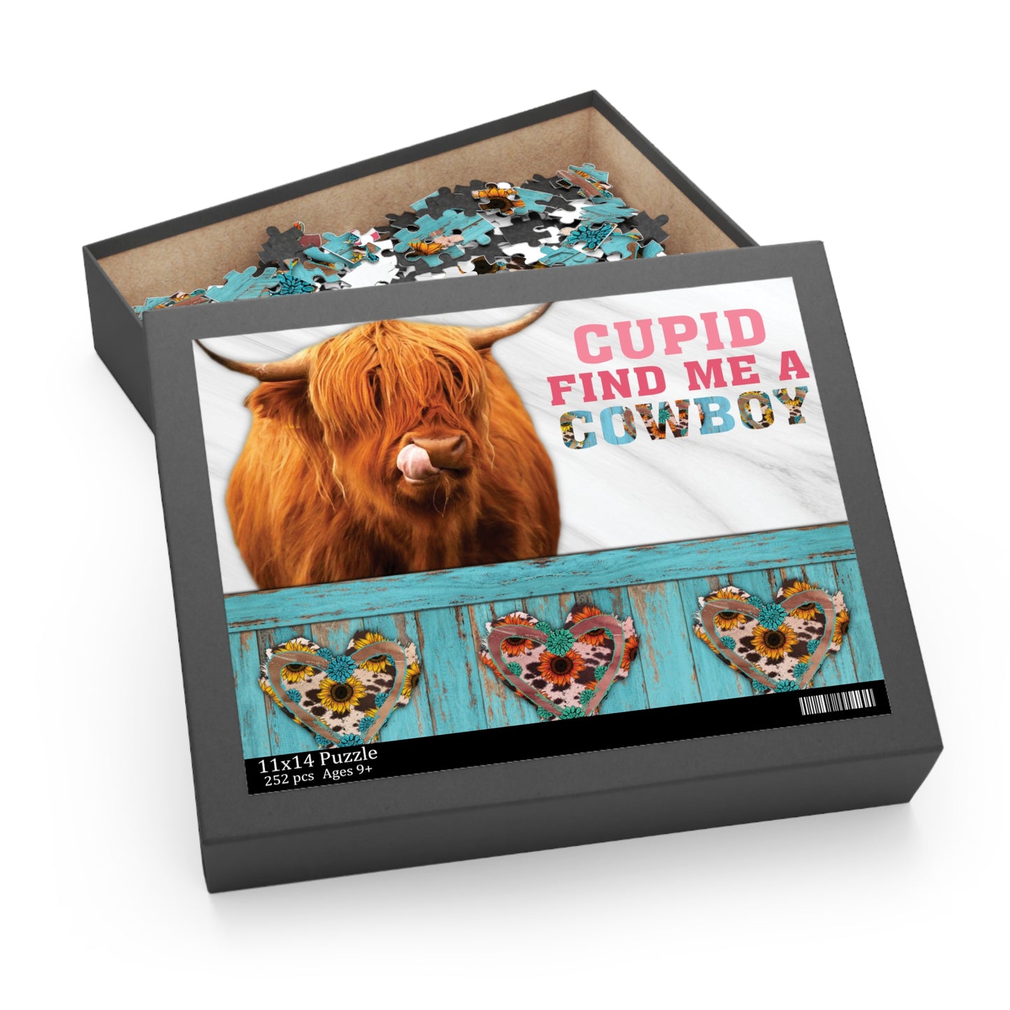 Personalised/Non-Personalised Puzzle, Highland Cow (120, 252, 500-Piece)