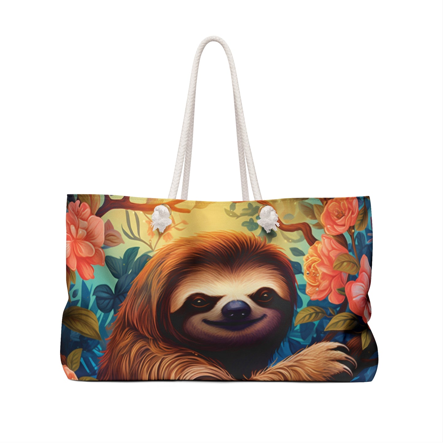 Personalised/Non-Personalised Weekender Bag, Sloth, Large Weekender Bag, Beach Bag, Book Bag