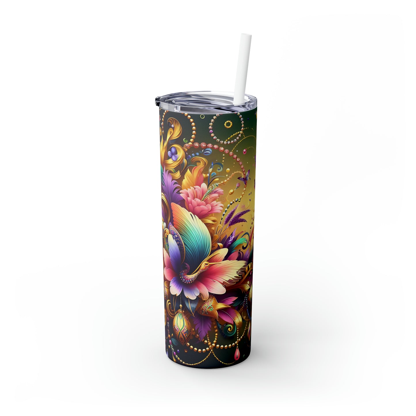 Skinny Tumbler with Straw, 20oz Floral