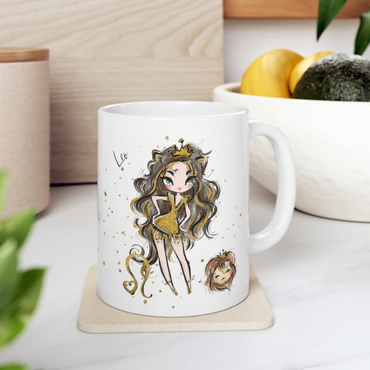 Personalised/Non Personalised Zodiac Sign, Leo, Ceramic Mug 11oz