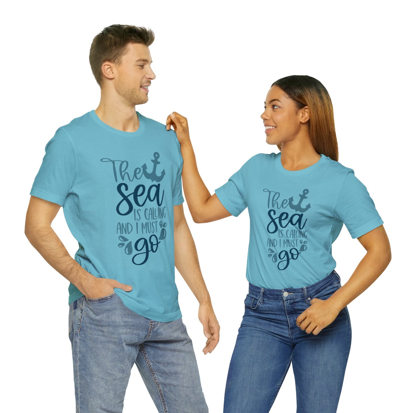 Unisex Jersey Short Sleeve Tee, Cruise Tee, The Sea is Calling, 100% Cotton, Light Fabric 142 g/m²