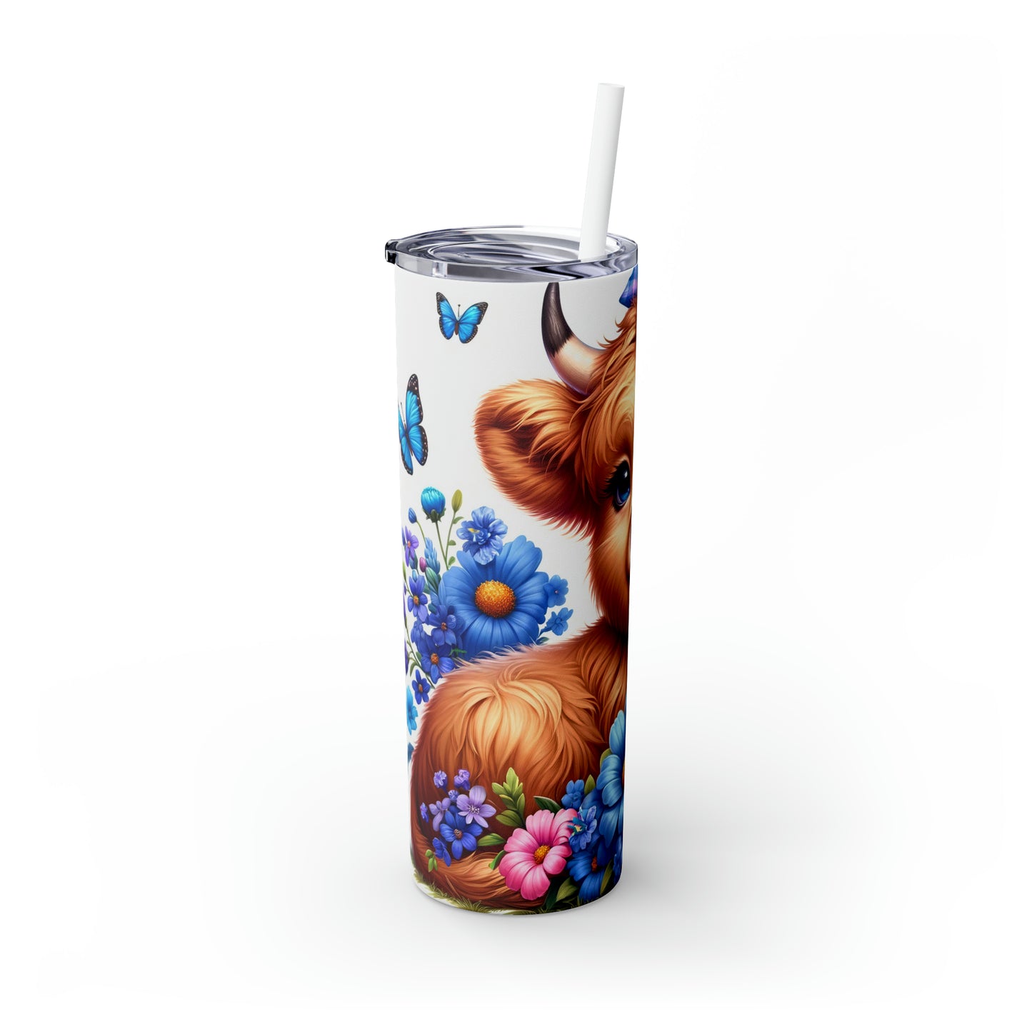 Skinny Tumbler with Straw, 20oz, Baby Highland Cow