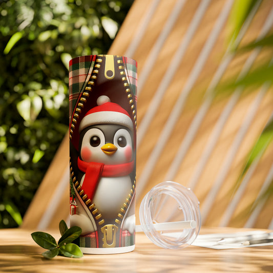 Skinny Tumbler with Straw, 20oz, Penguin