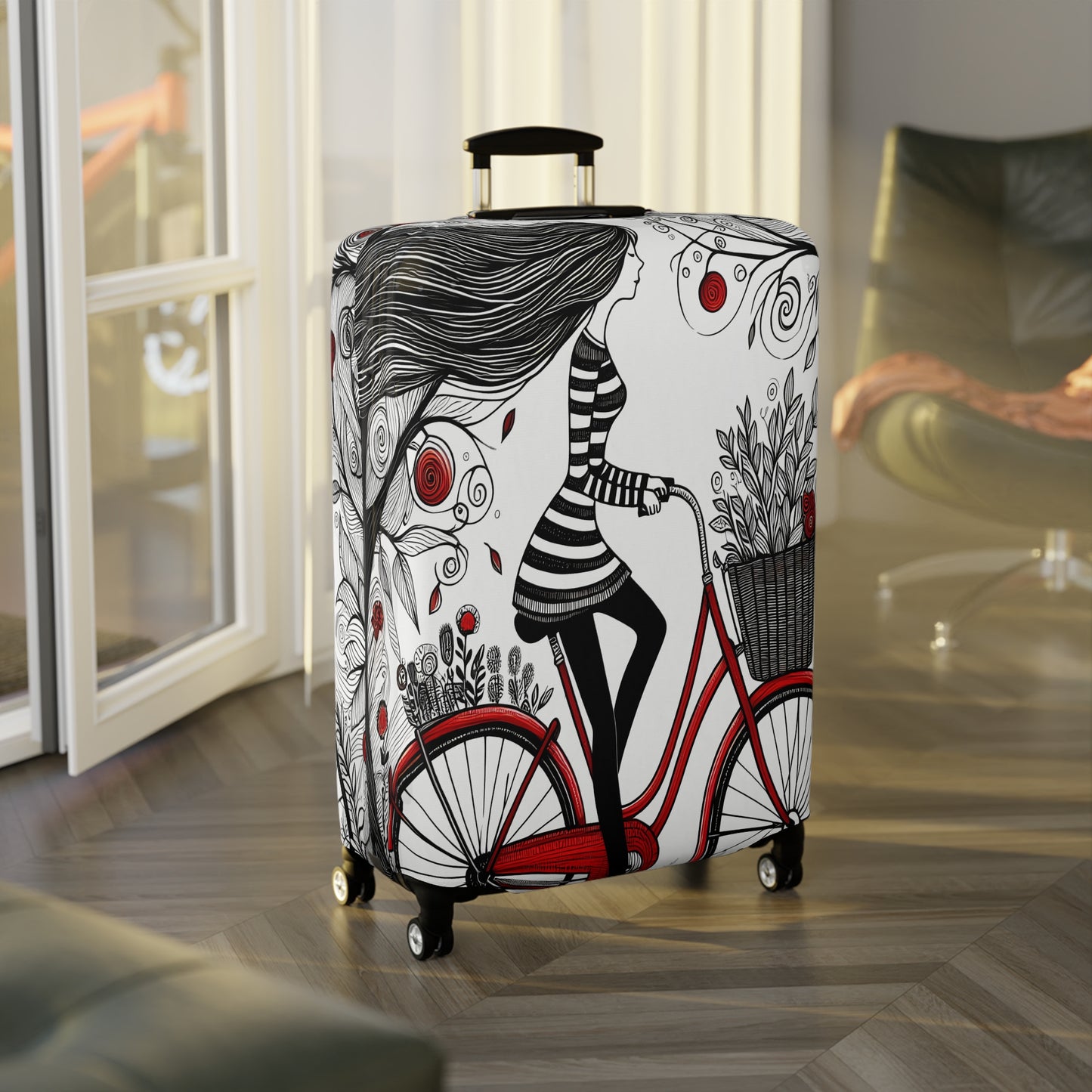 Luggage Cover, Girl on Bike, awd-3022