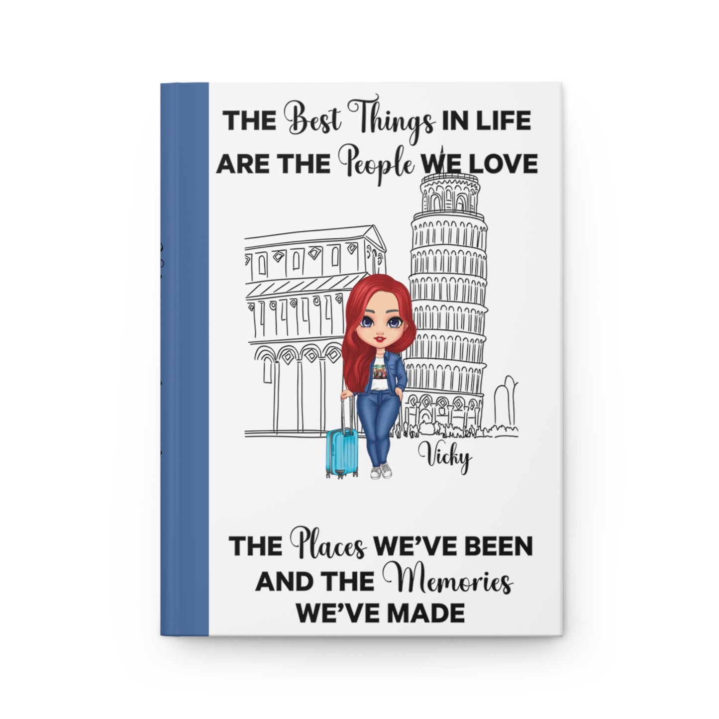 Personalised Hardcover Travel Journal Matte, Italy, The Best things in Life, Red Hair