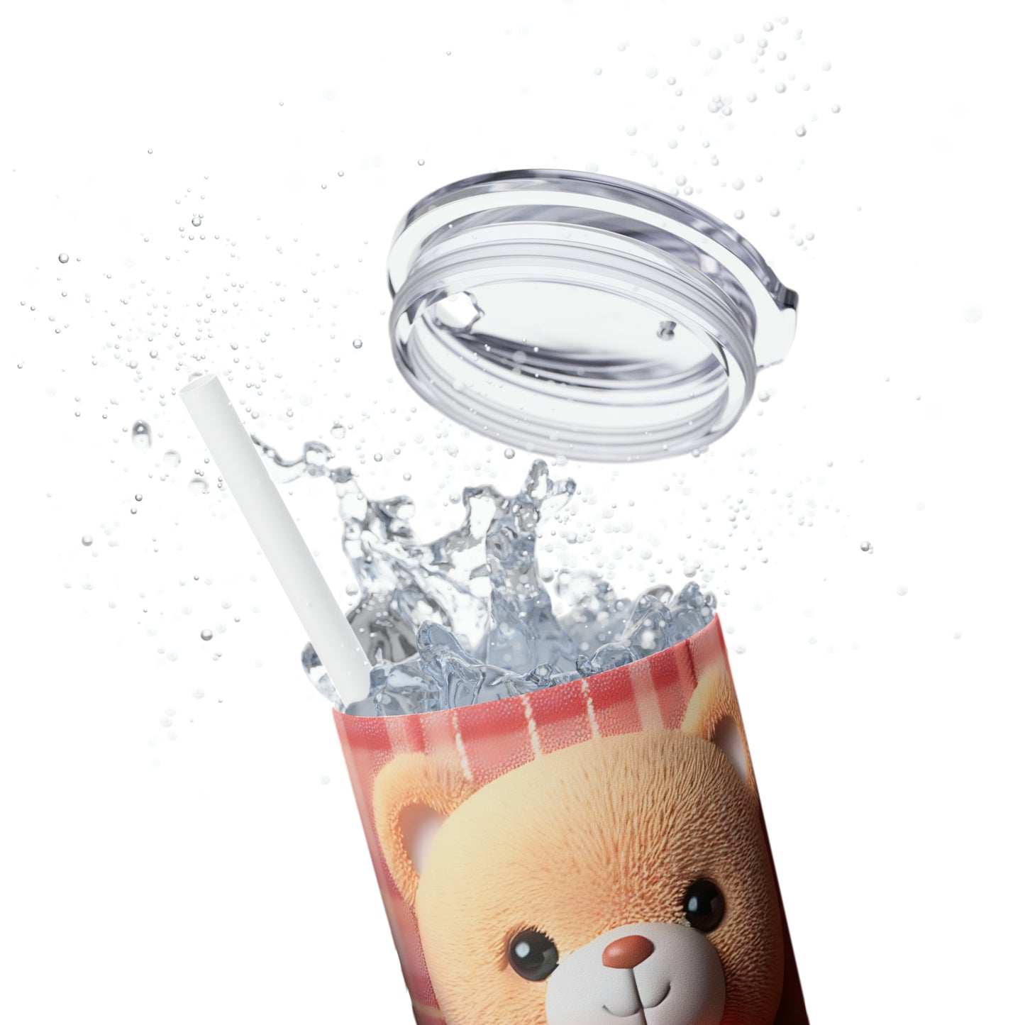 Skinny Tumbler with Straw, 20oz, Bear, Valentines Day, awd-1007