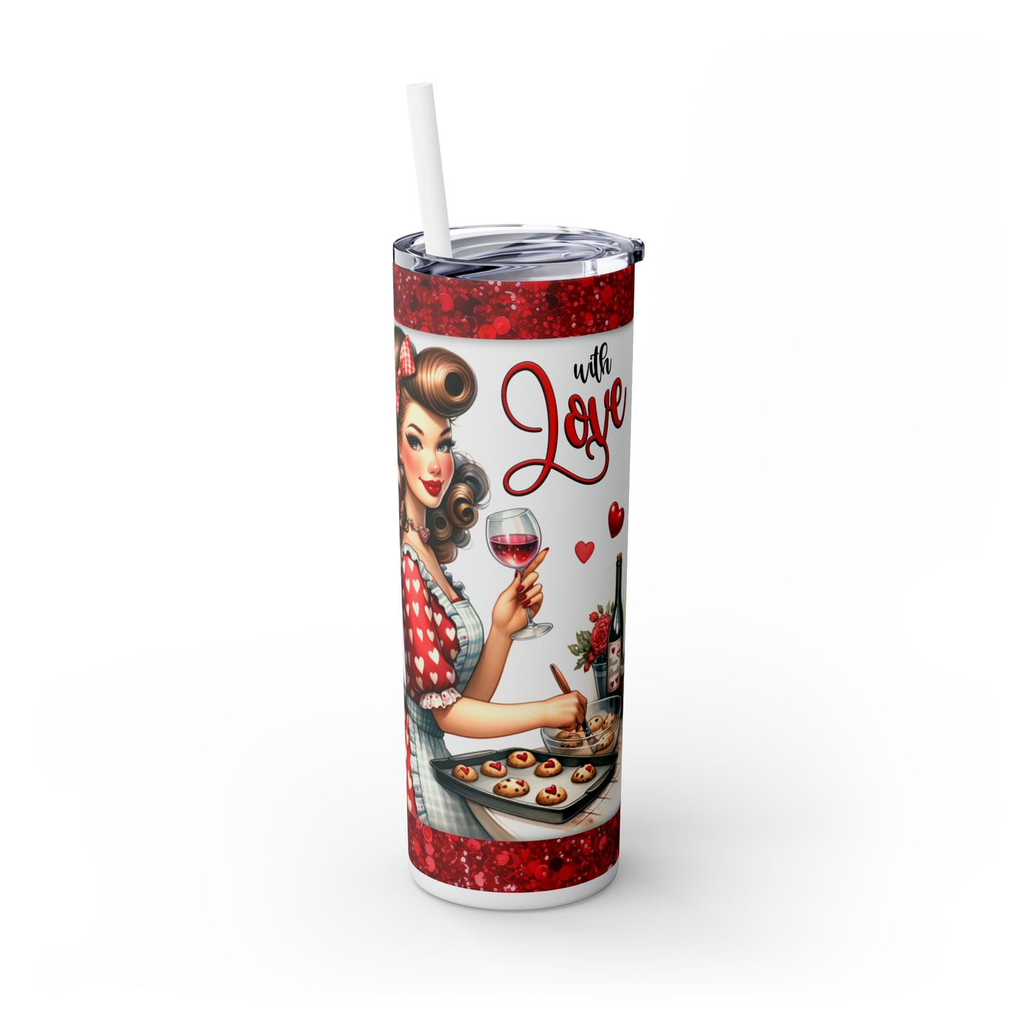 Skinny Tumbler with Straw, 20oz, Retro, I can't I have Cookies to Bake