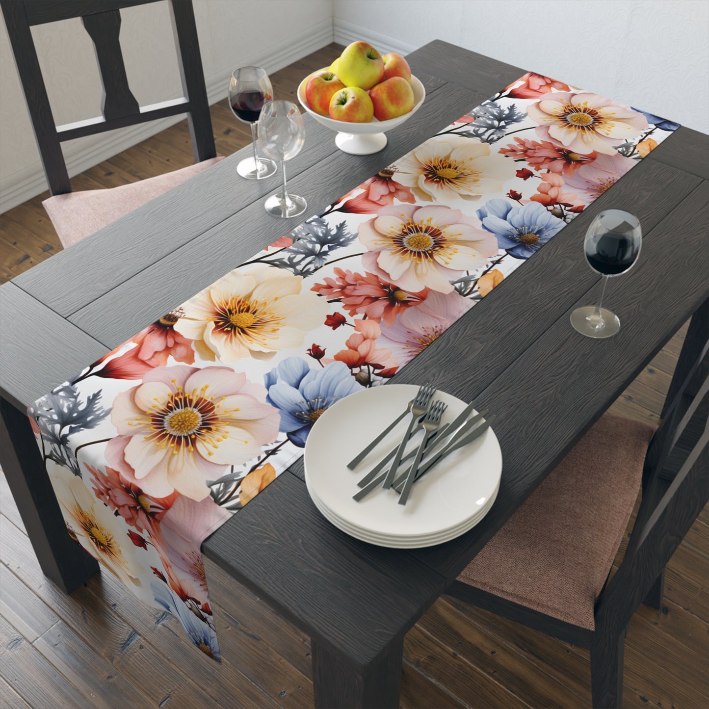 Floral Table Runner, Cotton Twill and Poly Available