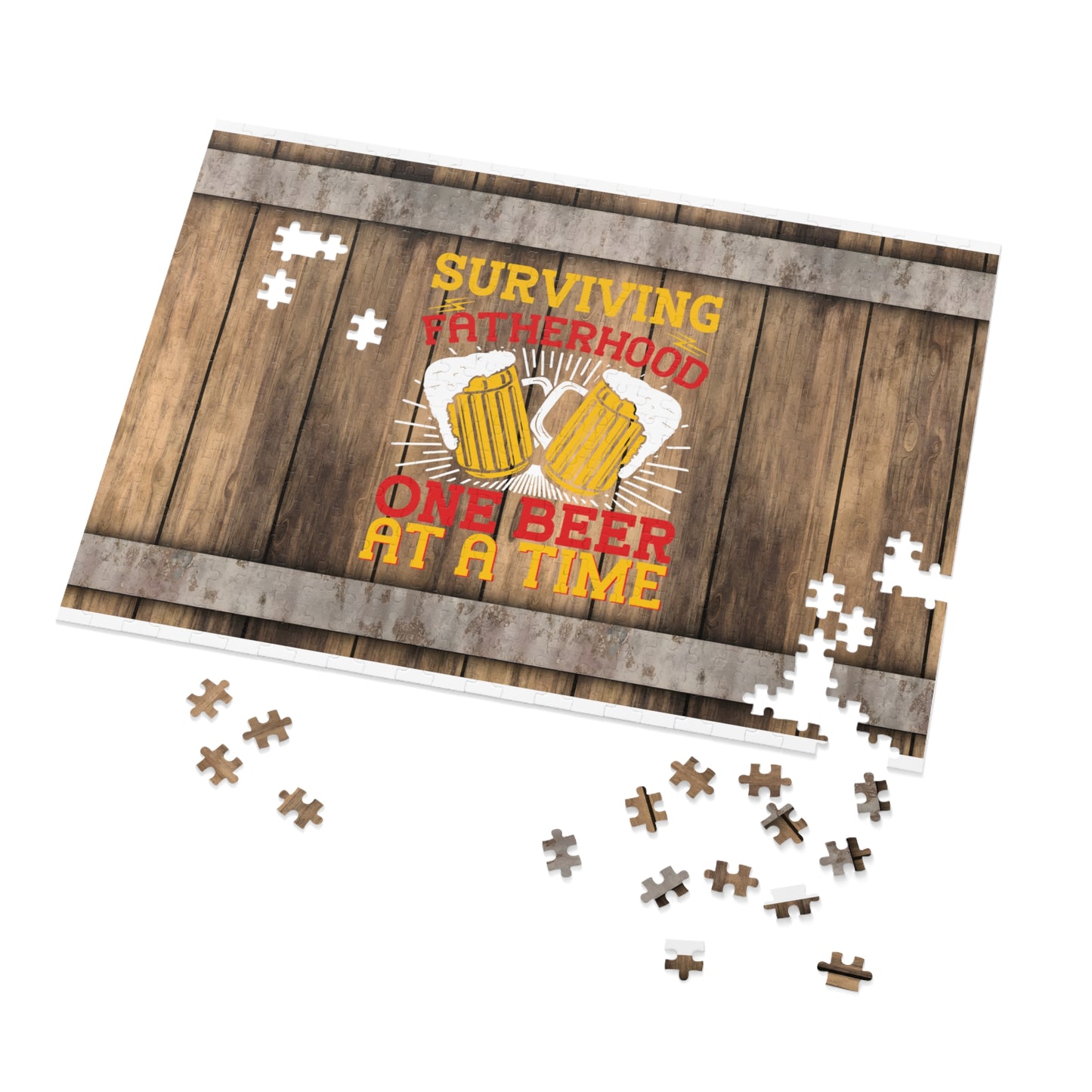 Puzzle, Dad, Surviving Fatherhood one Beer at a time, Personalised/Non-Personalised (30, 110, 252, 500,1000-Piece) awd-564