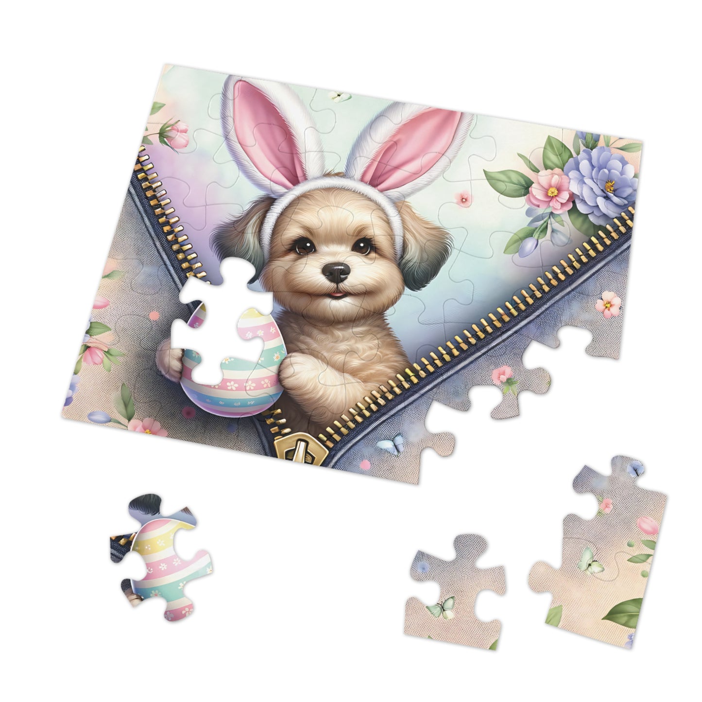 Jigsaw Puzzle, Easter, Dog with Bunny Ears, Personalised/Non-Personalised (30, 110, 252, 500,1000-Piece) Awd-1310