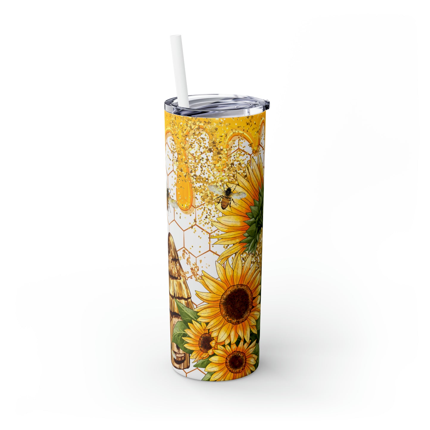 Skinny Tumbler with Straw, 20oz, Bee