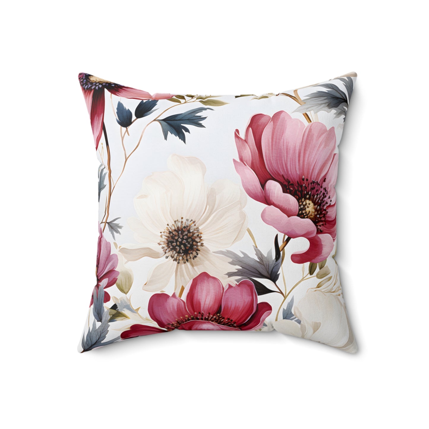 Spun Polyester Square Pillow, Floral Cushion