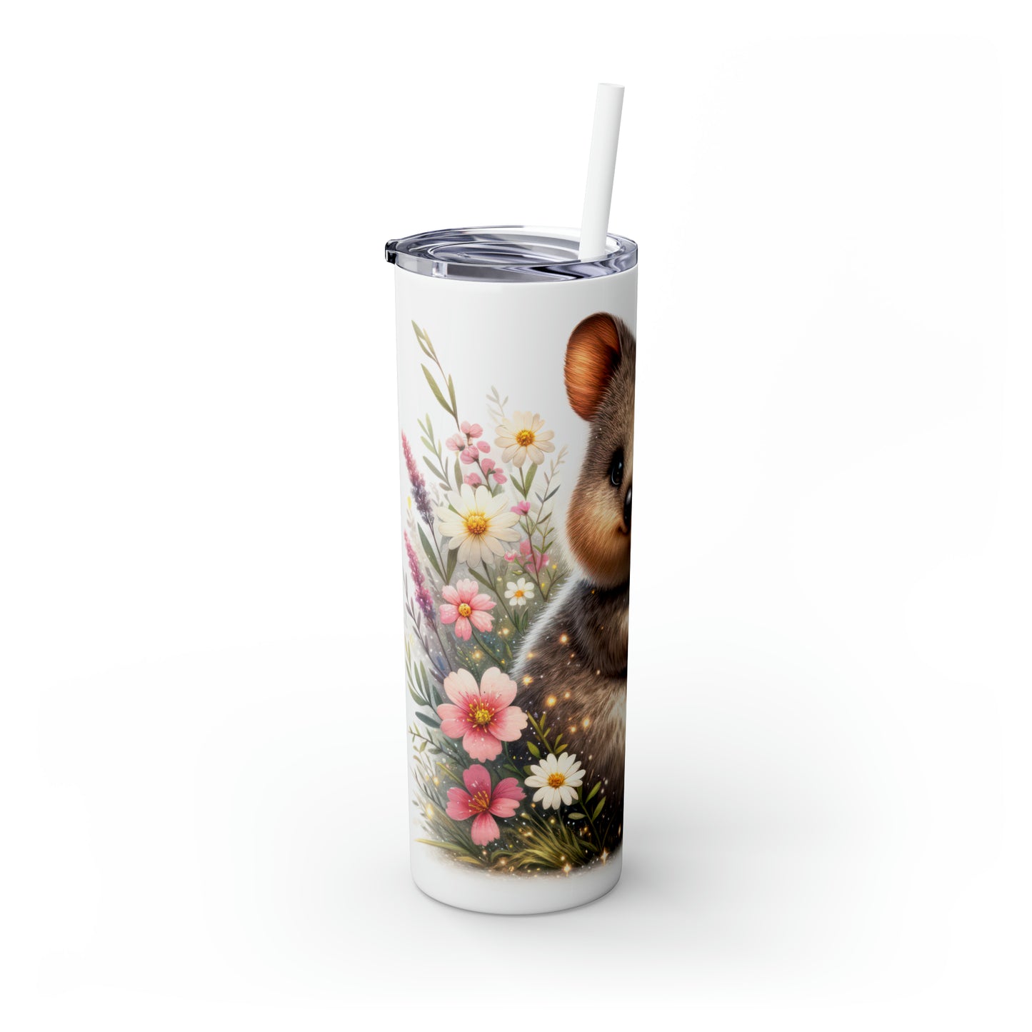 Skinny Tumbler with Straw, 20oz, Australian Animal, Quokka, awd-1332