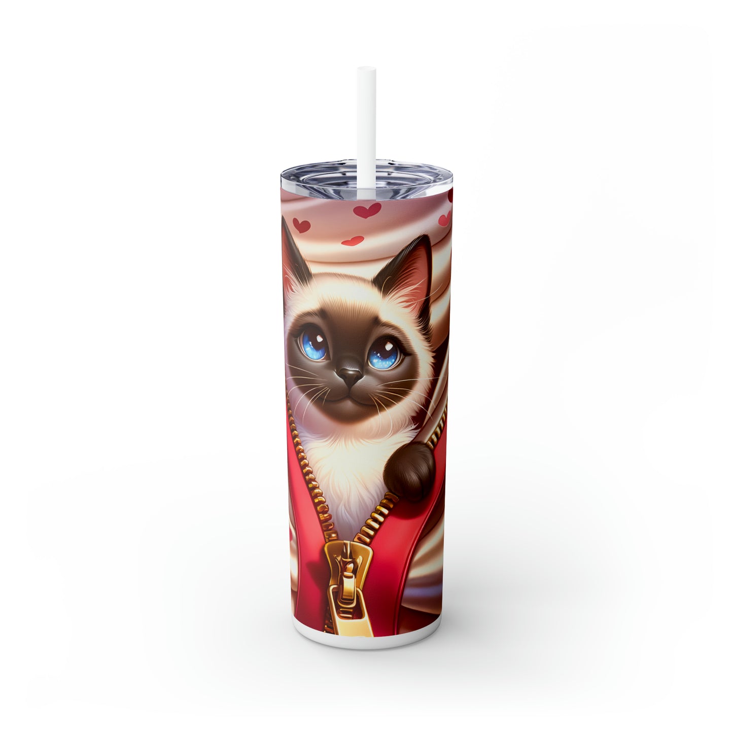 Skinny Tumbler with Straw, 20oz, Cat, Valentines Day, awd-919