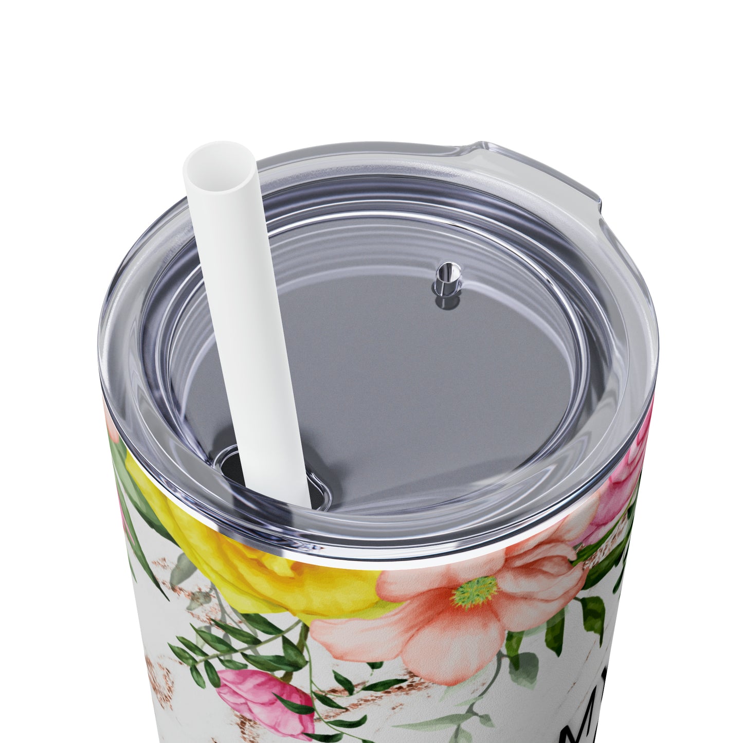 Skinny Tumbler with Straw, 20oz, Floral, Quote, My Favorite People call me Memaw, awd-731