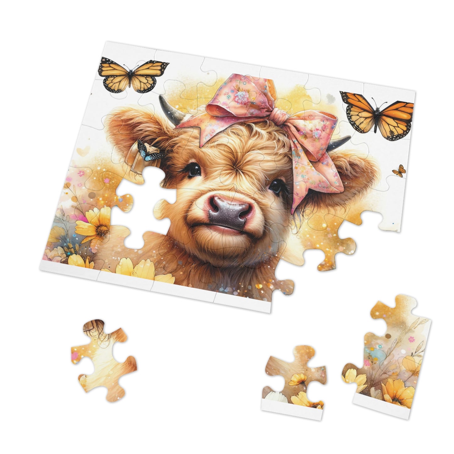 Jigsaw Puzzle, Highland Cow, Personalised/Non-Personalised (30, 110, 252, 500,1000-Piece)