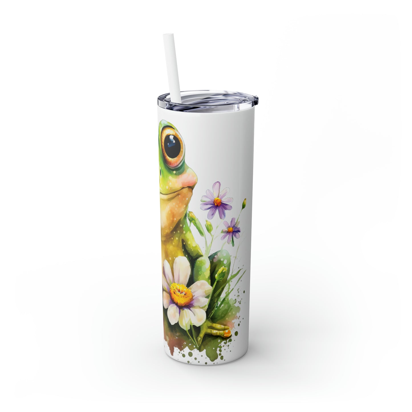 Skinny Tumbler with Straw, 20oz, Frog, awd-543