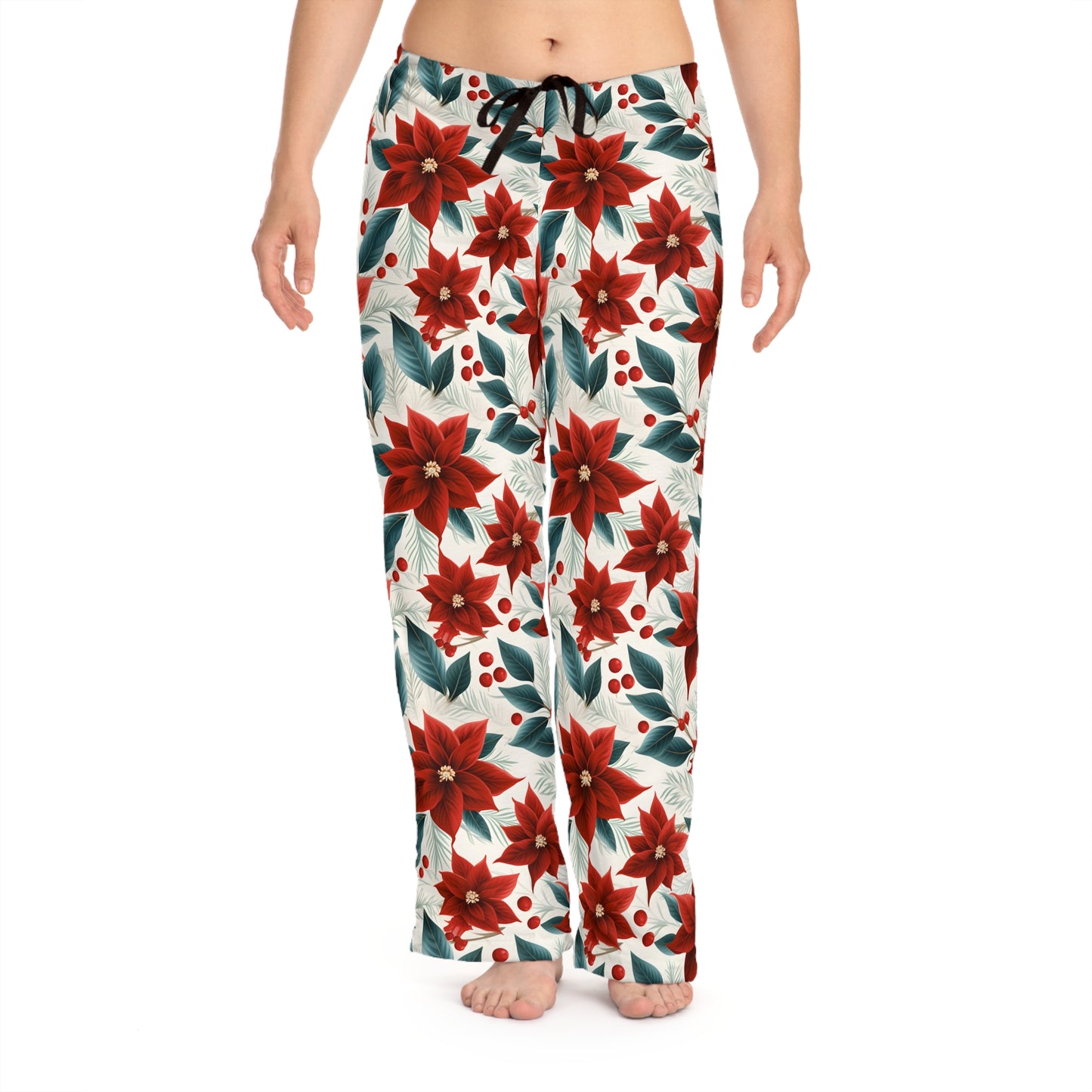 Women's Pyjama Pants, Red Poinsettia, Sleepwear Bottoms