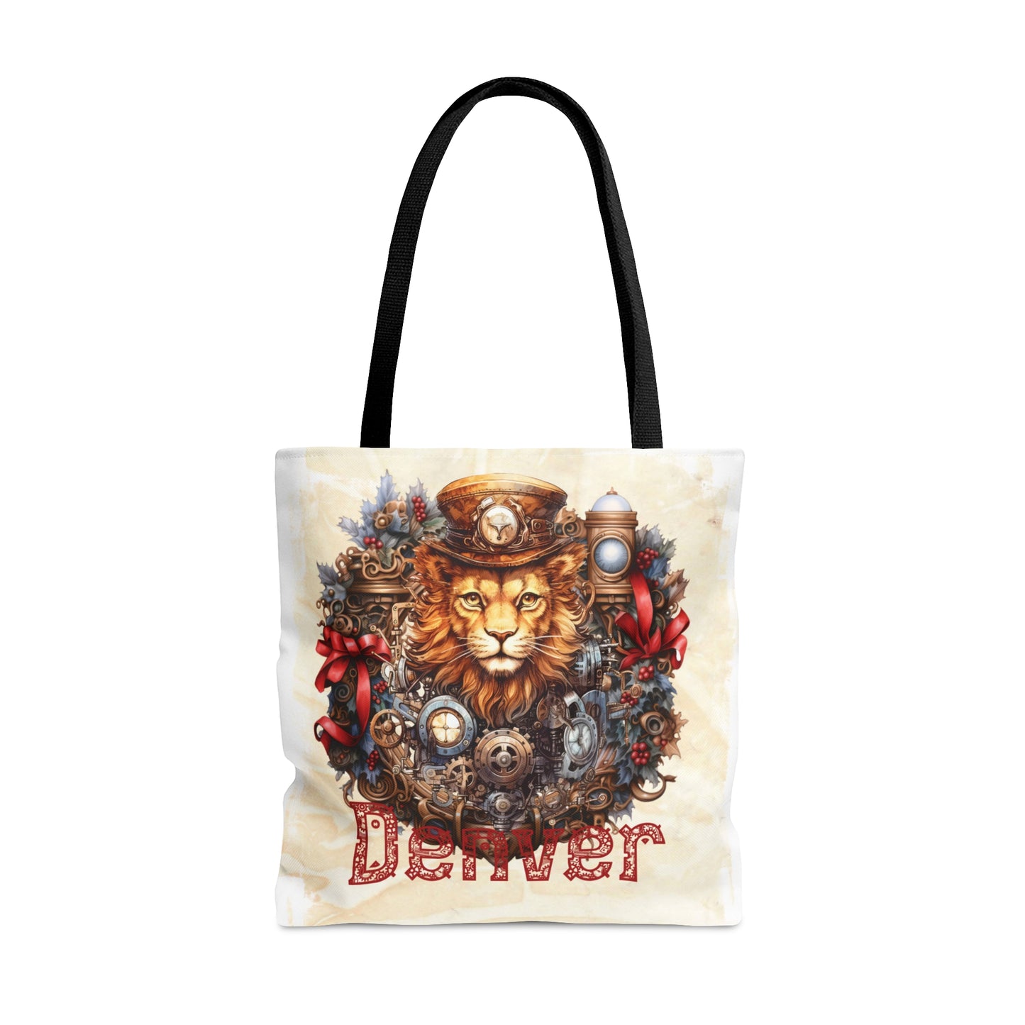 Steampunk Lion wreath Personalised Tote Bag, Steampunk Christmas bag, Christmas Tote Bag, Personalised/Non-Personalised