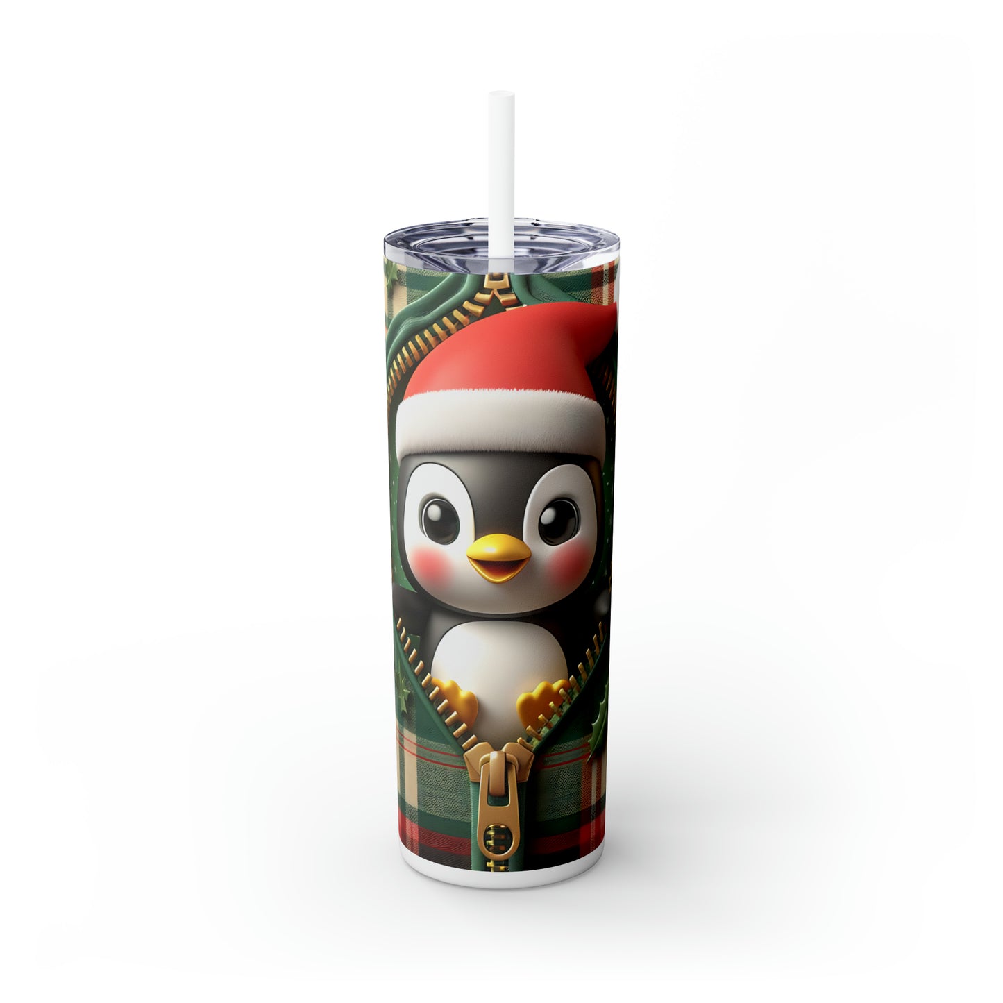 Skinny Tumbler with Straw, 20oz, Penguin